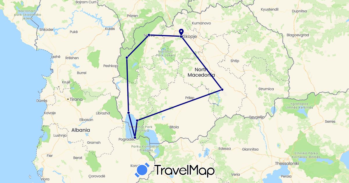 TravelMap itinerary: driving in Macedonia (Europe)